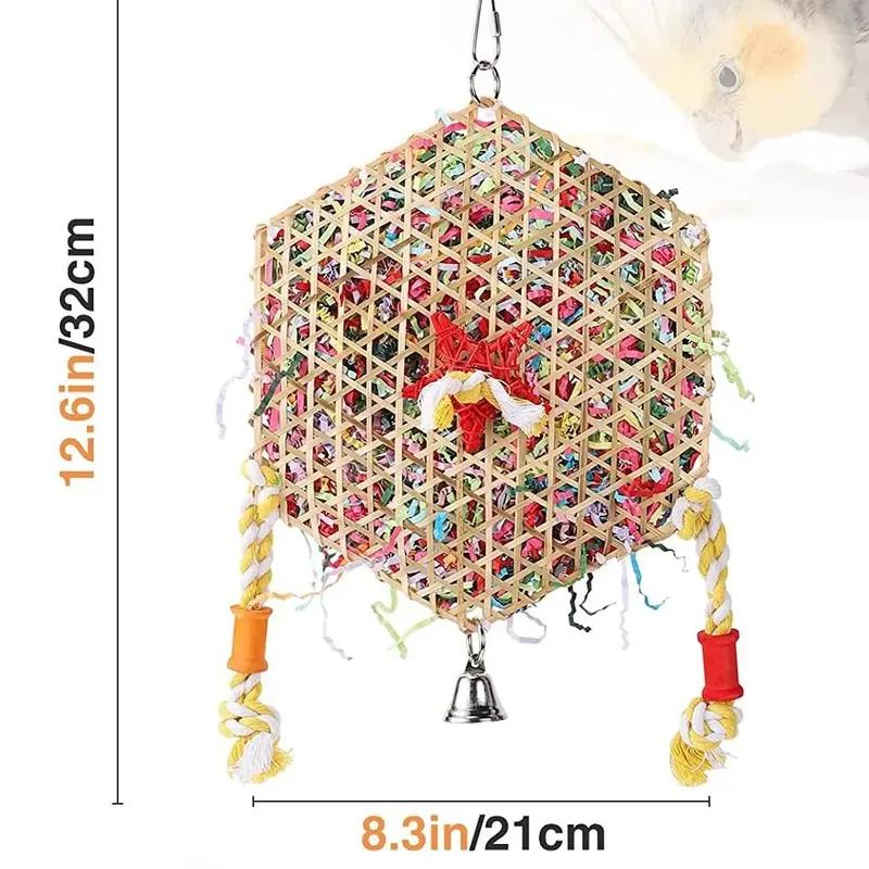 

Bird Shredding Toys Bamboo Blocks Colorful Parrot Chewing Foraging Hanging Toy for Parakeets Love Birds Interactive Hanger Toy