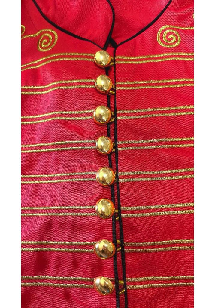 Men's Red Gothic Steampunk Medieval Drummer Vest Costume