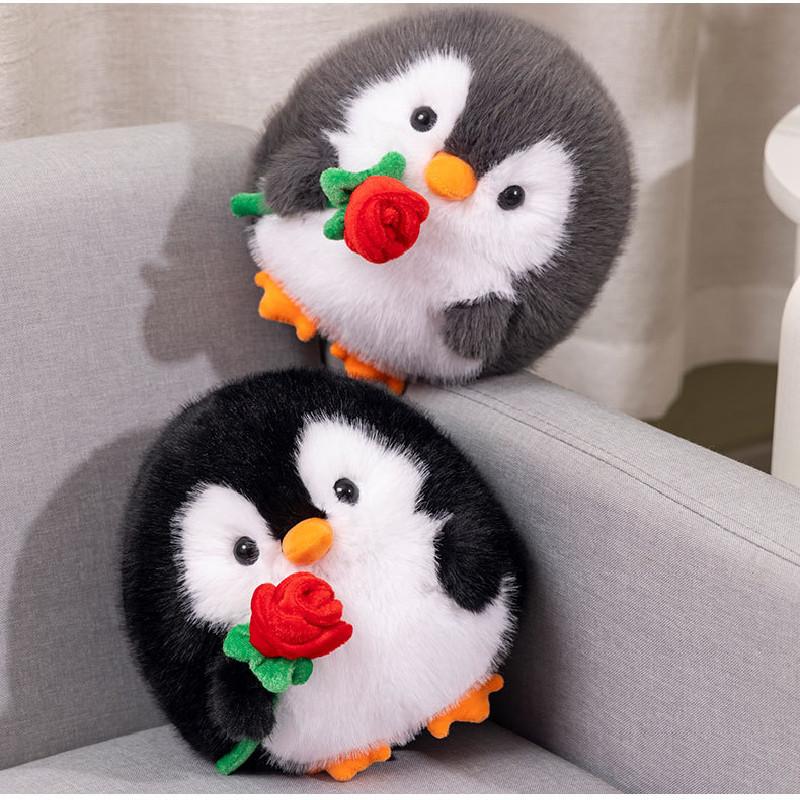 Rose Penguin Cartoon Stuffed Toy Animal Plush Doll Room Decoration Ornament Gift