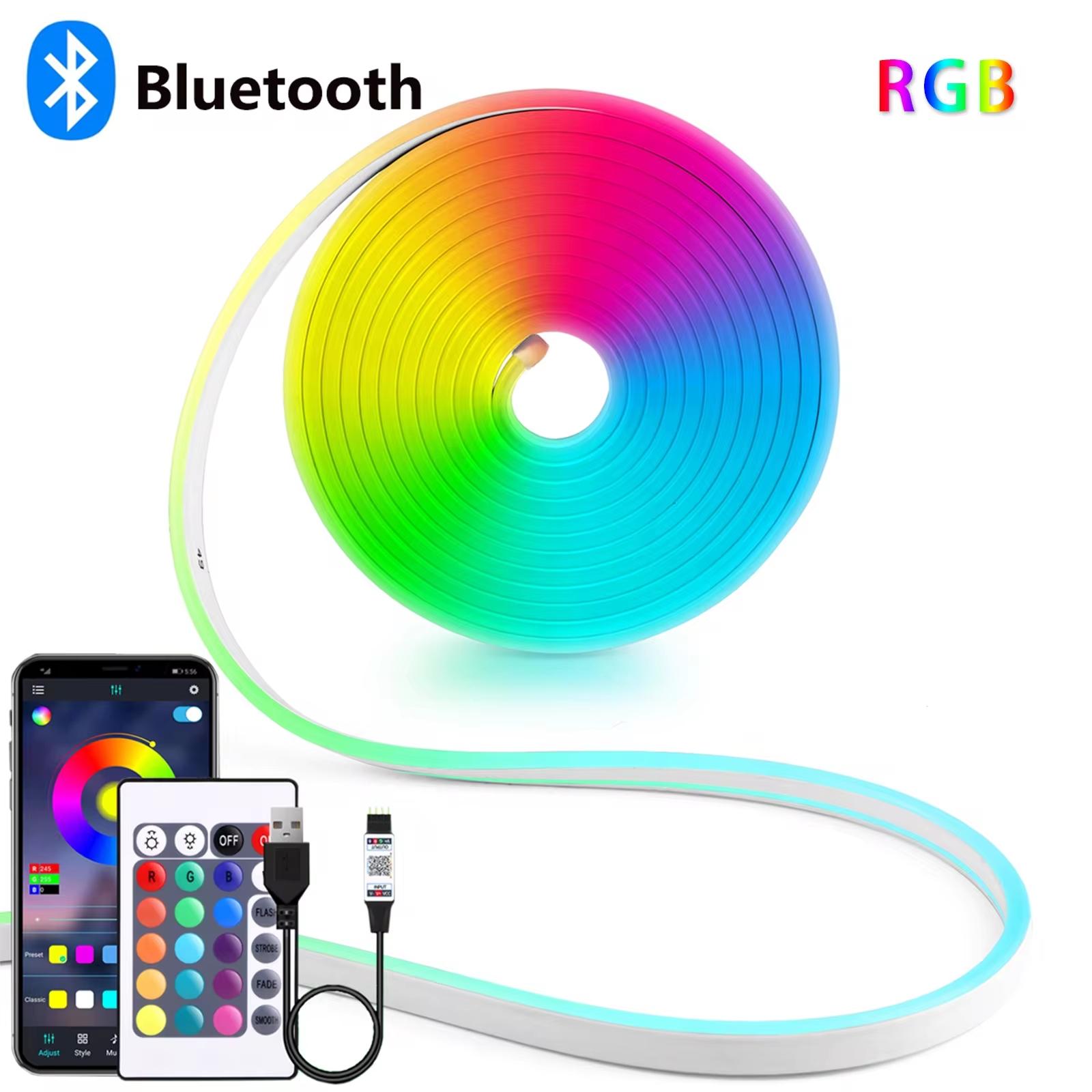 

Неоновая лента RGB LED 5V USB Неоновая вывеска Лента 1-5м Управление через Bluetooth приложение и пульт ДУ Водонепроницаемая Комнатная Вечеринка Декорация 1m