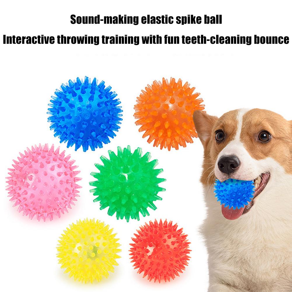 Pet Dog Toys Cat Puppy Sounding Toy Polka Squeaky Tooth Cleaning Ball TPR Training Pet Teeth Chewing Toy Thorn Balls Accessories