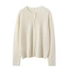 100% Pure Cashmere Rolled Edge Cardigan for Women - Slimming Autumn/Winter Knitwear Sweater with Multi-Button Style