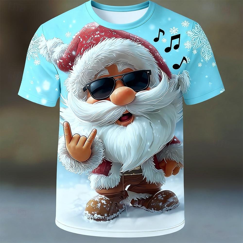 Summer Men's Santa 3D Printed Crew Neck T-Shirt