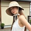 Portable Polka Dot Ribbon Women Fisherman Hat Lace Wide Brim Sunshade Hat Cotton Breathable Summer Sun Hat Ladies