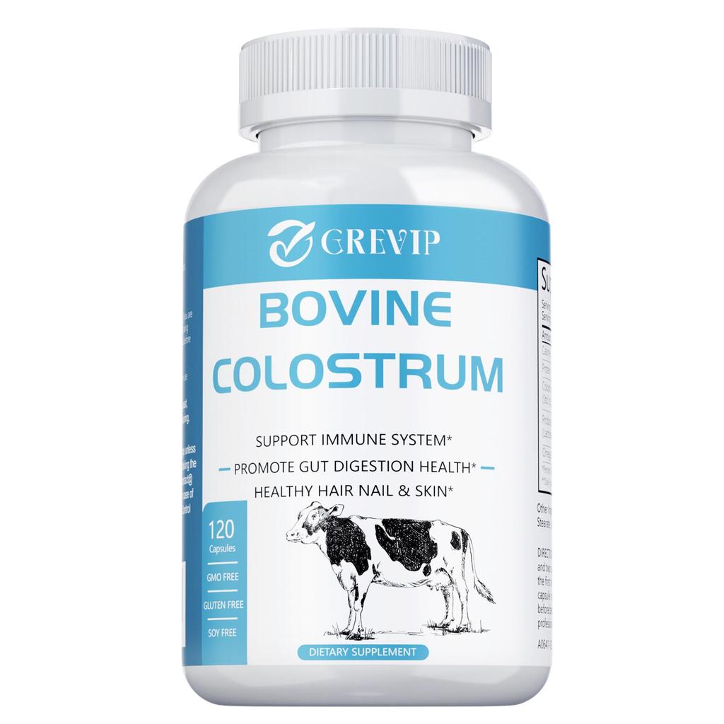 Bovine colostrum dietary capsules, high purity, immunoglobulins, boosts immunity, suitable for adults.
