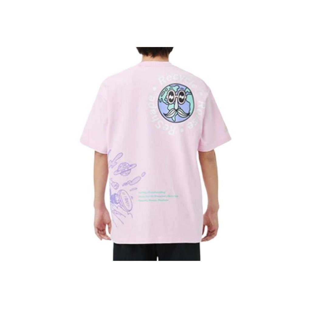 Li-Ning X Steven Harrington Cartoon Print Round Neck Short Sleeve T-Shirt Unisex Tops Pink AHST075-2