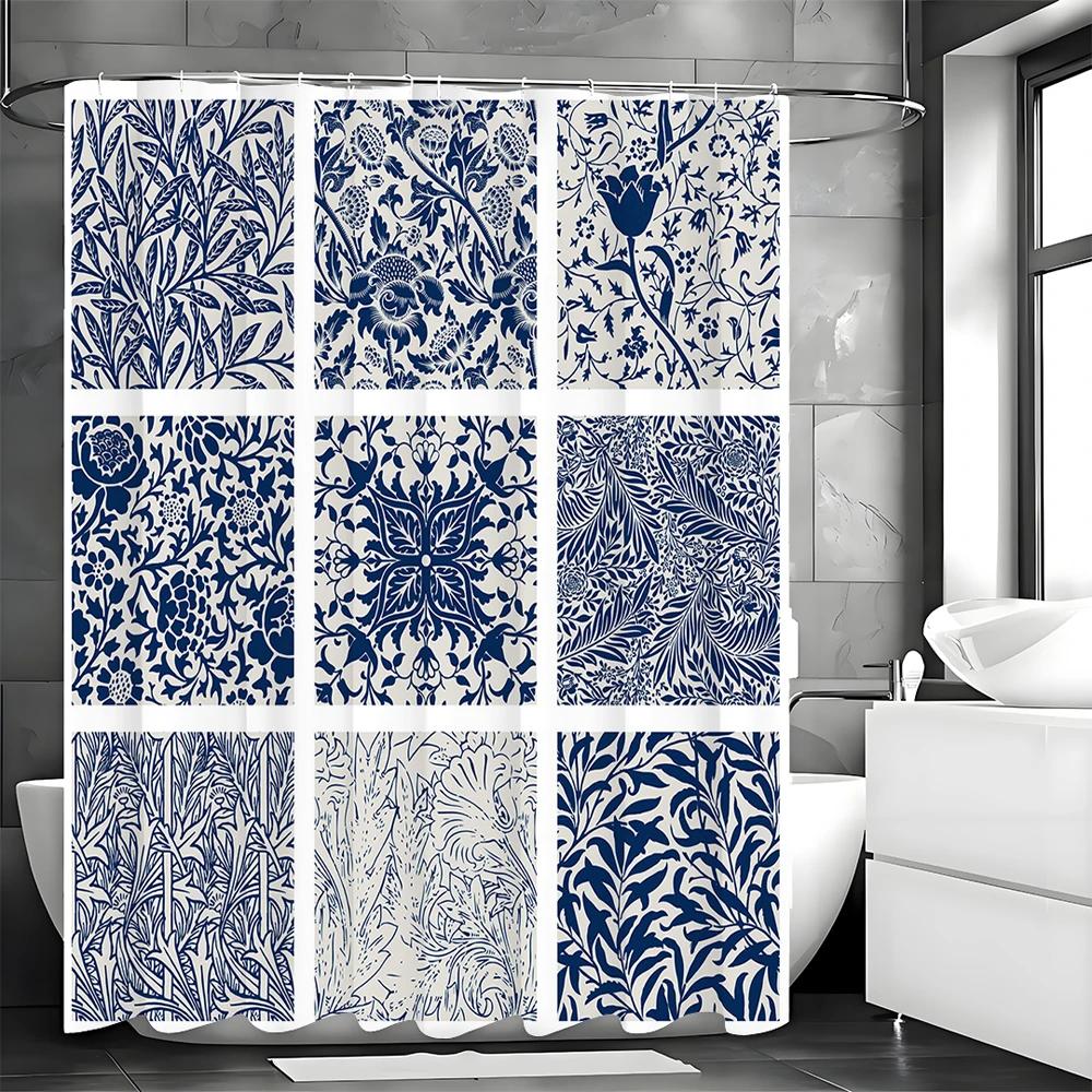 

Creative Celadon Pattern Shower Curtain, Bathroom Decorative Shower Curtain, Waterproof Shower Curtain With Hooks W60H190(CM)-1 Pcs