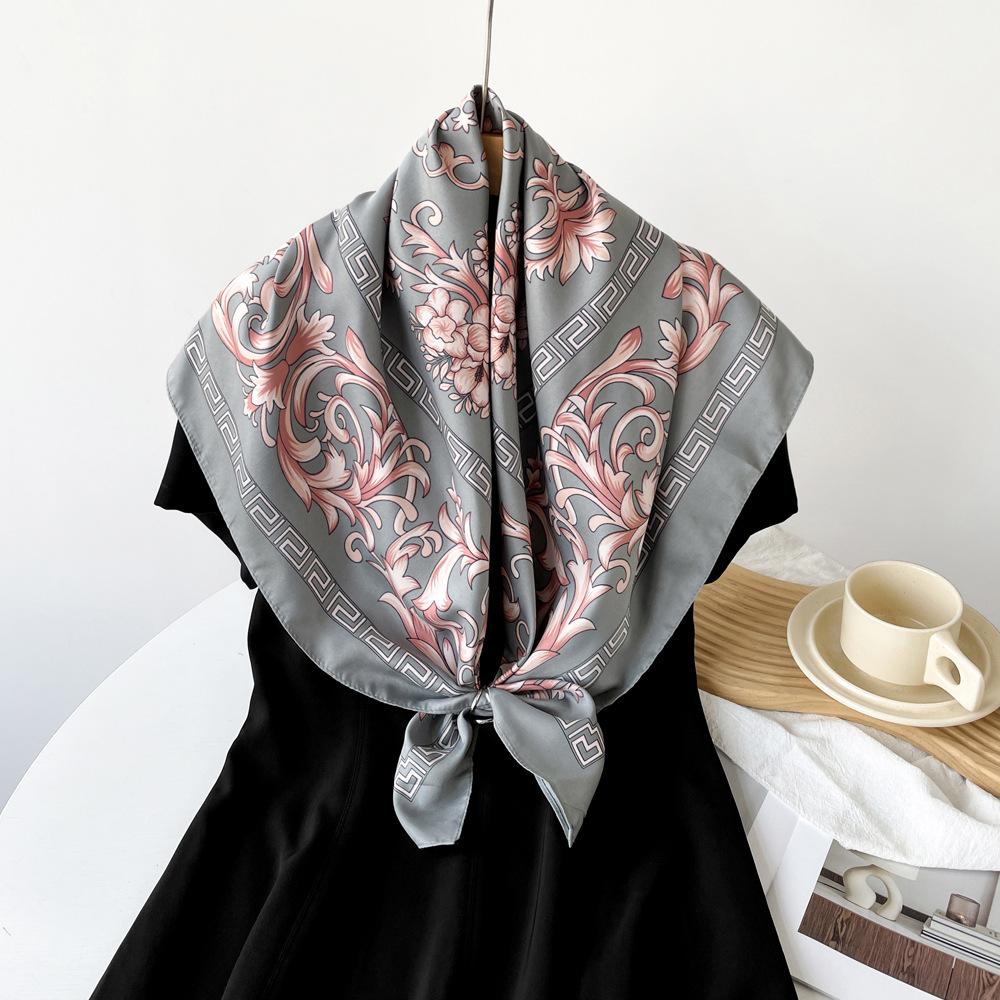

Квадратный шарф с цветочным узором, ретро-модный и высококачественный шарф для головы, легкая и дышащая мягкая шаль 90*90cm