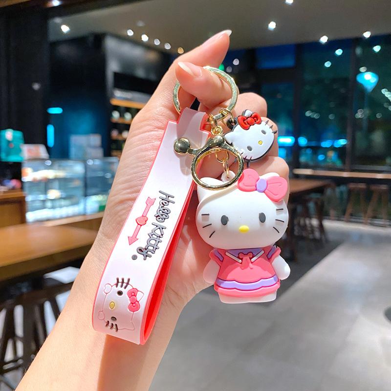 Creative Cartoon Teacup Kt Cat Keychain Hello Kitty Cute Pendant Schoolbag Pendant Girl Student Pendant