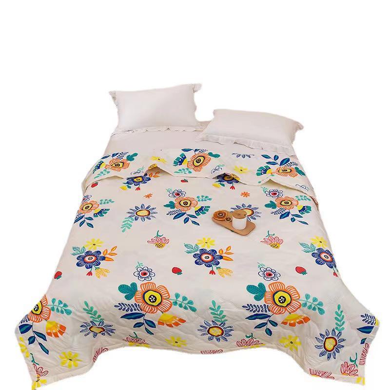 Summer Cool Gift Quilt Set: Washable Cotton Comforter & Thin Quilt