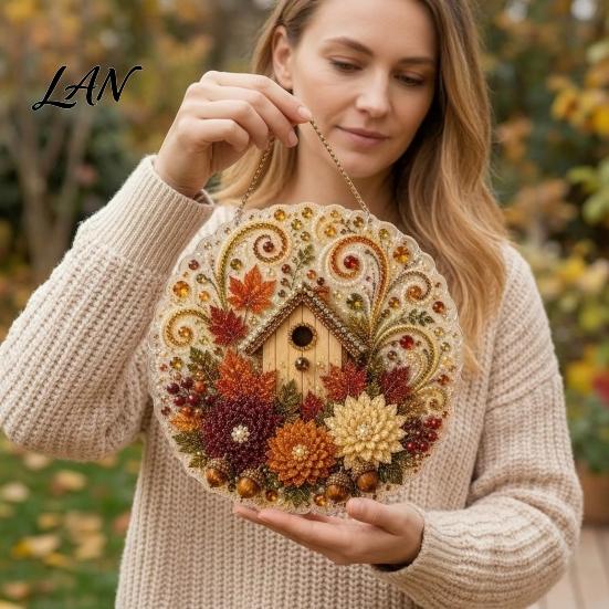 Garden Hanging Ornaments Autumn Diamond Painting Pendant, Acrylic Ornament, Decorative Art Craft for Outdoor Porch Decor Harvest Festival, Fall Theme