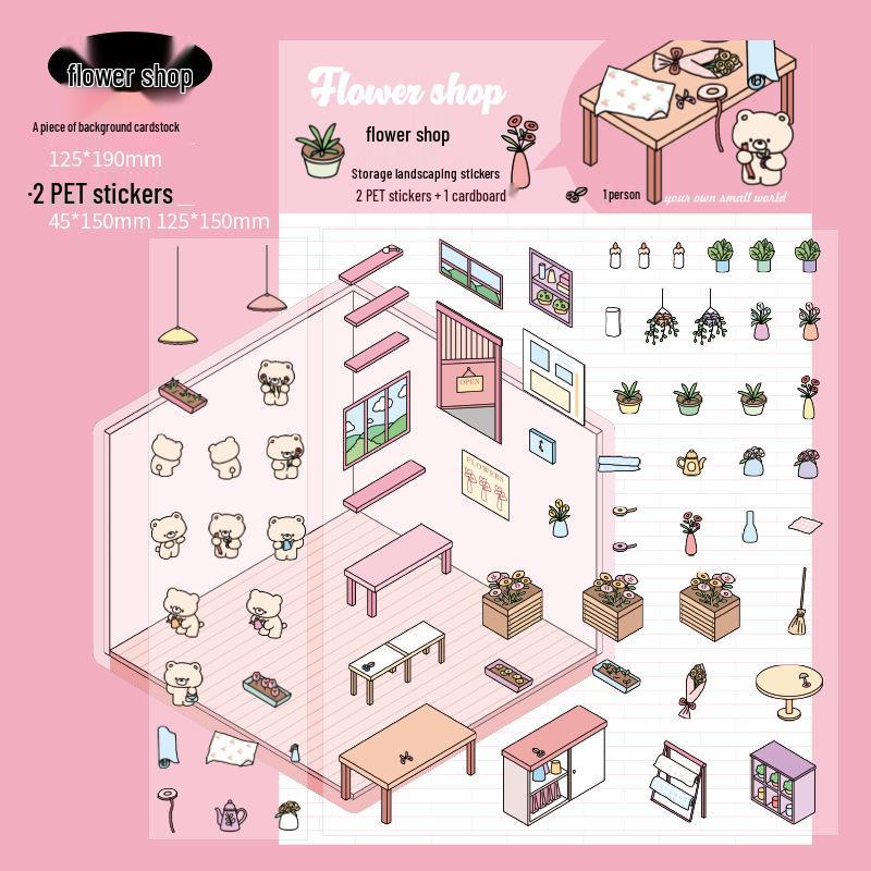 Mini DIY Kitchen Scenery Stickers: 2.5D PET Series for Journals