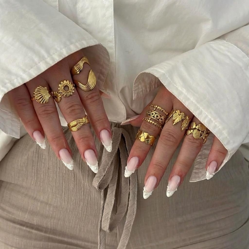 Stainless Steel Vintage Punk Finger Rings Set For Women Men Gold Plated Flower Leaves Texture Open Ring Party Statement Jewelry