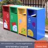 Large Outdoor Stainless Steel Trash Can with Three or Four Compartments for Streets, Parks, and Communities