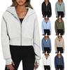 Women S Casual Hooded Zip Up Short Length Long Sleeve Sweatshirt