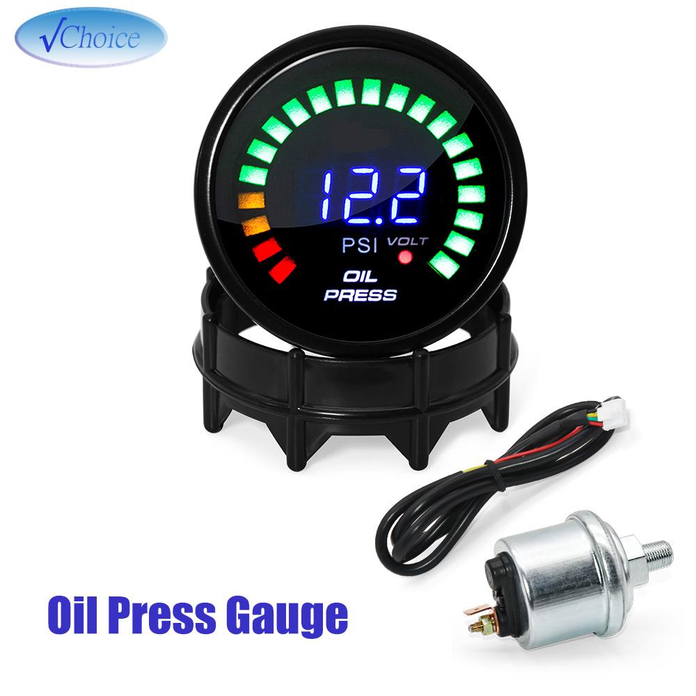 2" 52MM Digital Car gauge Tachometer BAR PSI Boost Vacuum Water Temp Oil Temp Oil Press Voltmeter Air Fuel Ratio EGT Temp meter