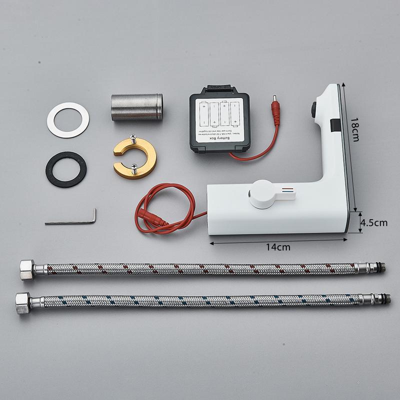 White Smart Sensor Basin Faucet Screen Digital Display Hot Cold Water Mixer Tap Touchless Vanity Sink Faucet For Bathroom