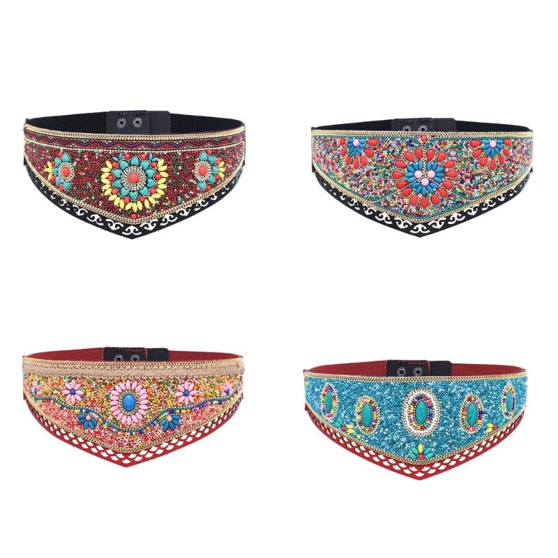 Bohemian Multicolored Beaded Belt Handwoven Adjustable Waistband For Women Ethnic Style Festival Accessory
