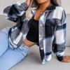 Autumn and Winter Plaid Lantern Long Sleeve Tweed Jacket