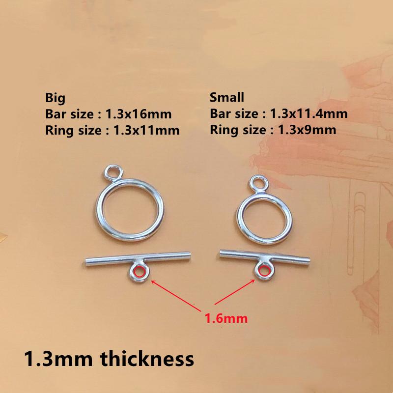 Hot 925 Sterling Silver Jewelry Connector Round Toggle Ring&Bar Clasp for Necklace Bracelet Making 925 sterling silver&Small
