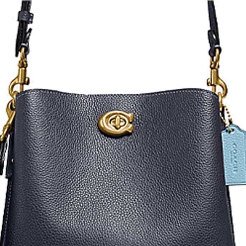 Coach Willow 24 Commuting Portable Grained Leather Shoulder Crossbody Handbag Medium Women's Dark Blue Purple