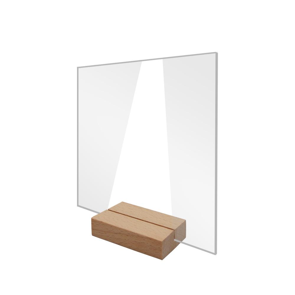 Acrylic Table Sign Holder with Wooden Base 10pcs Blank Clear Wedding Sign Number Place Card Holder Display Stand for Bar