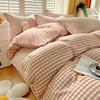 Plant Thickened Three Four Piece Bed Sheet Set Blue And White Large Grid