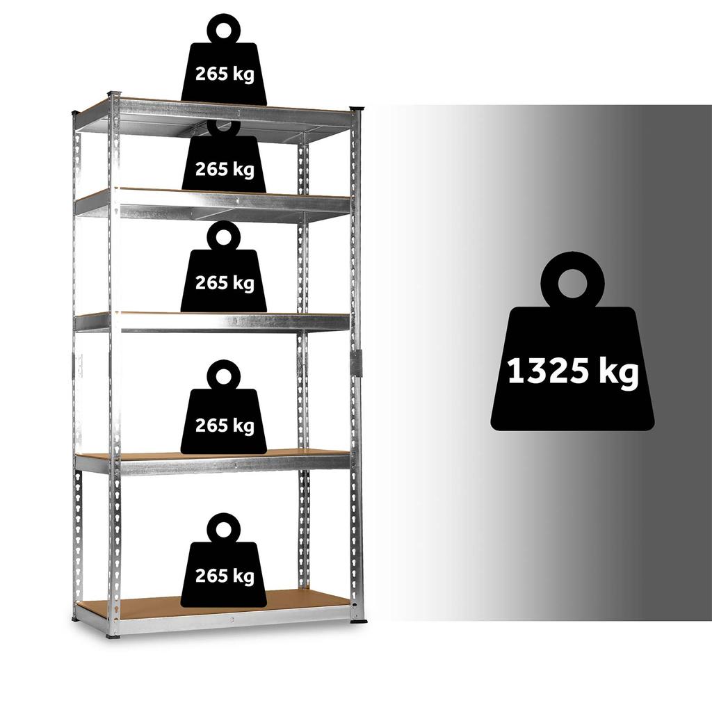 Metal Storage Shelf 183 X 90 X 40 Cm Humberg Hr-853 Silver