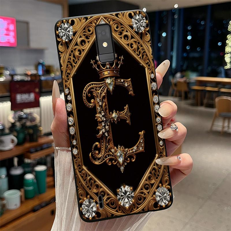 

Phone Case For ZTE Blade A32 Fundas Capa Soft Black Silicone Back Cover Initial Letters Pattern Fashion Protective Casing Coque ZTE Blade A32