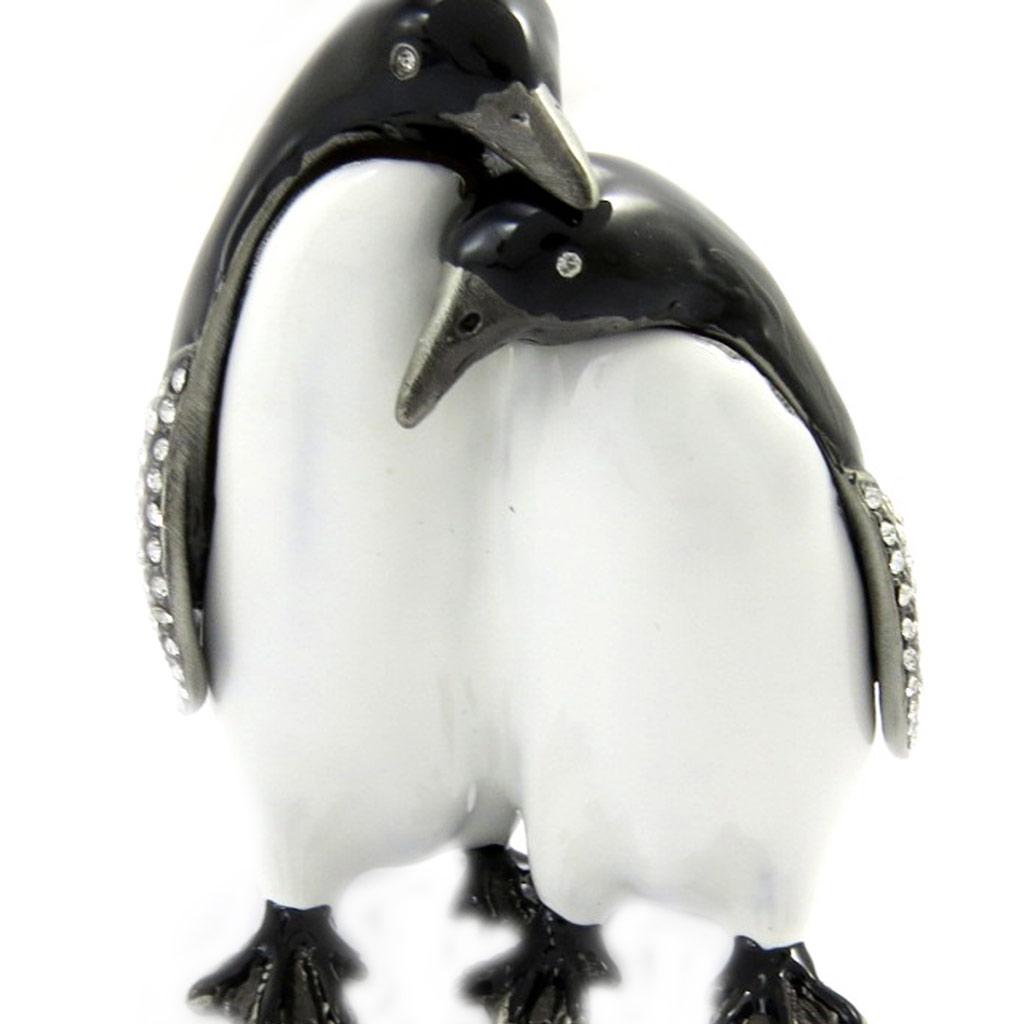 Les Trésors De Lily [L9212] - Coffret à Bijoux 'Couple Pingouins' noir blanc orange