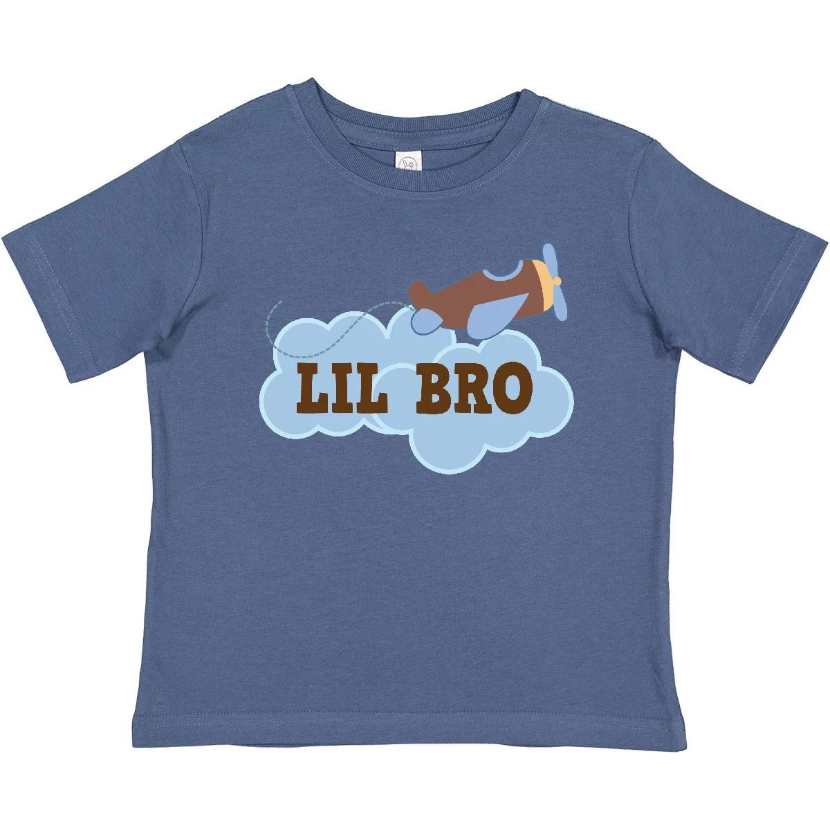 Inktastic Lil Bro Airplane Boys Pilot Brother Baby T-Shirt Childs Family Cute 100