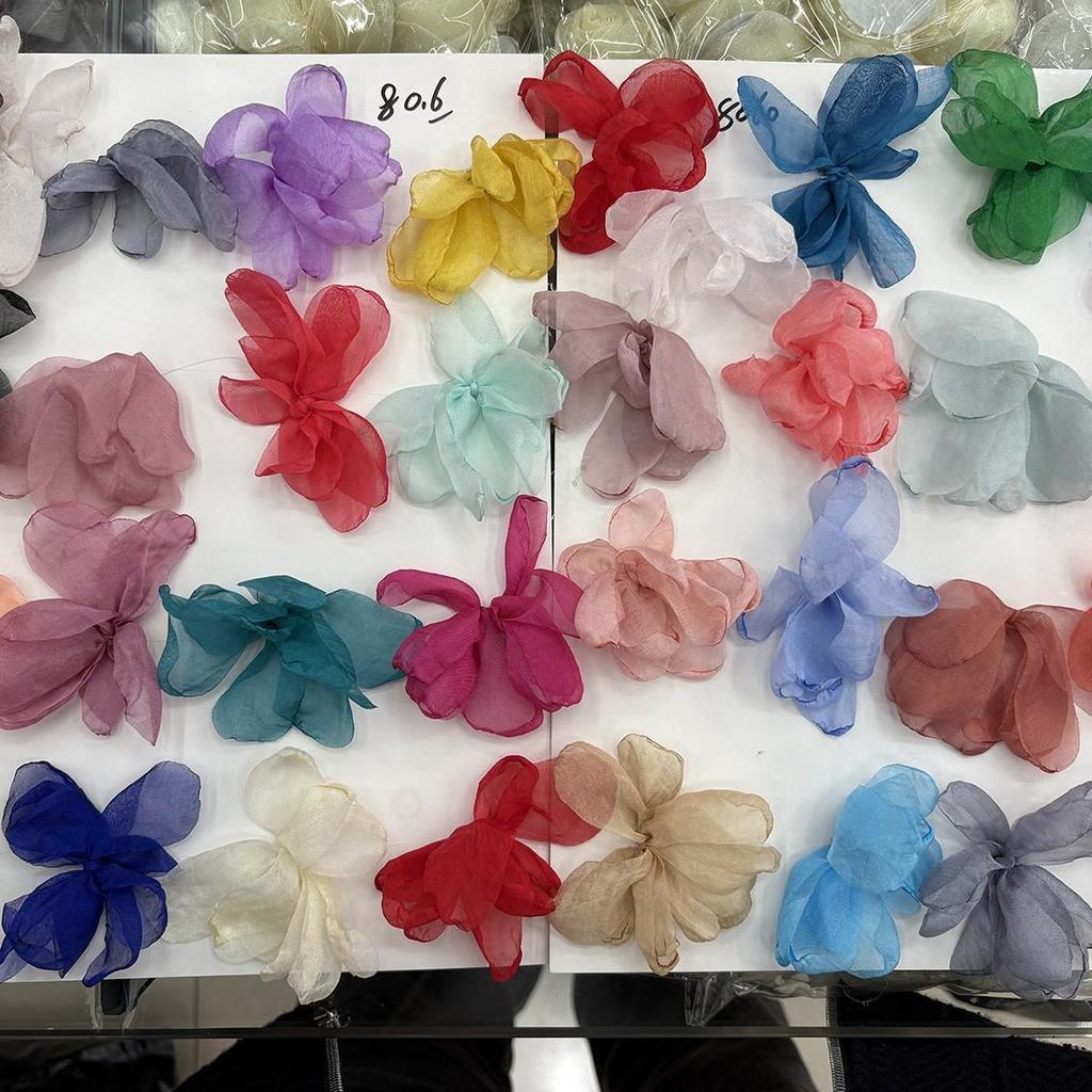 Burnt Edge Gauze Flower Trim Earrings - Petal Jewelry for DIY Holiday Style