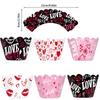 12pcs/set Valentine's Day Decor Scene Prop Heart Baking Cake Wrappers Party Decor Supplies Cake Decoration Accessories