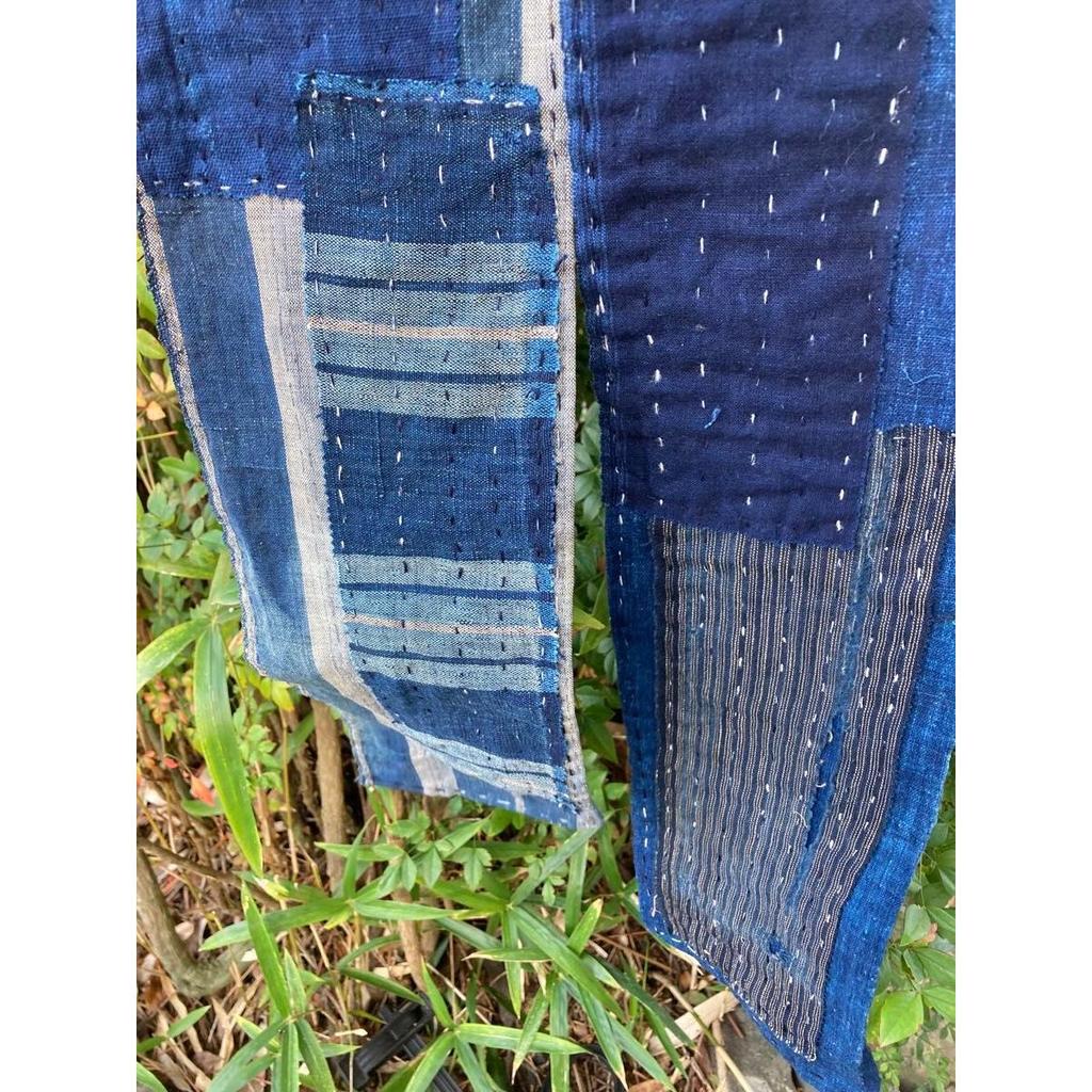 Used C29 Boro Stole Old Cloth Remake Indigo Dye Indigo Dye Patchwork Sewing Sashiko Boro Vintage
