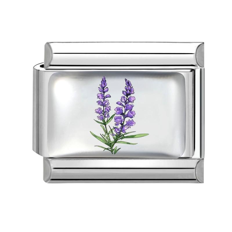 Fashion Violet Rose Daisy Sunflower Lavender Flowers Italian Beads Fit 9mm Stainless Steel Bracelet Making DIY Charm Jewelry