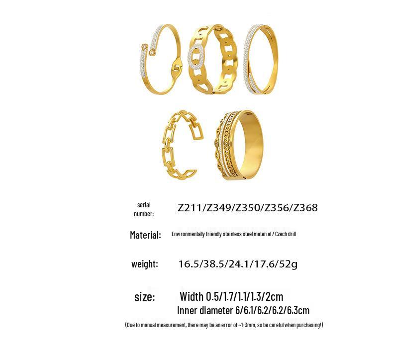 18k Gold Plated Stainless Steel Zircon Geometric Bracelet with Openable NK Chain, Super Shiny Light Luxury Style.