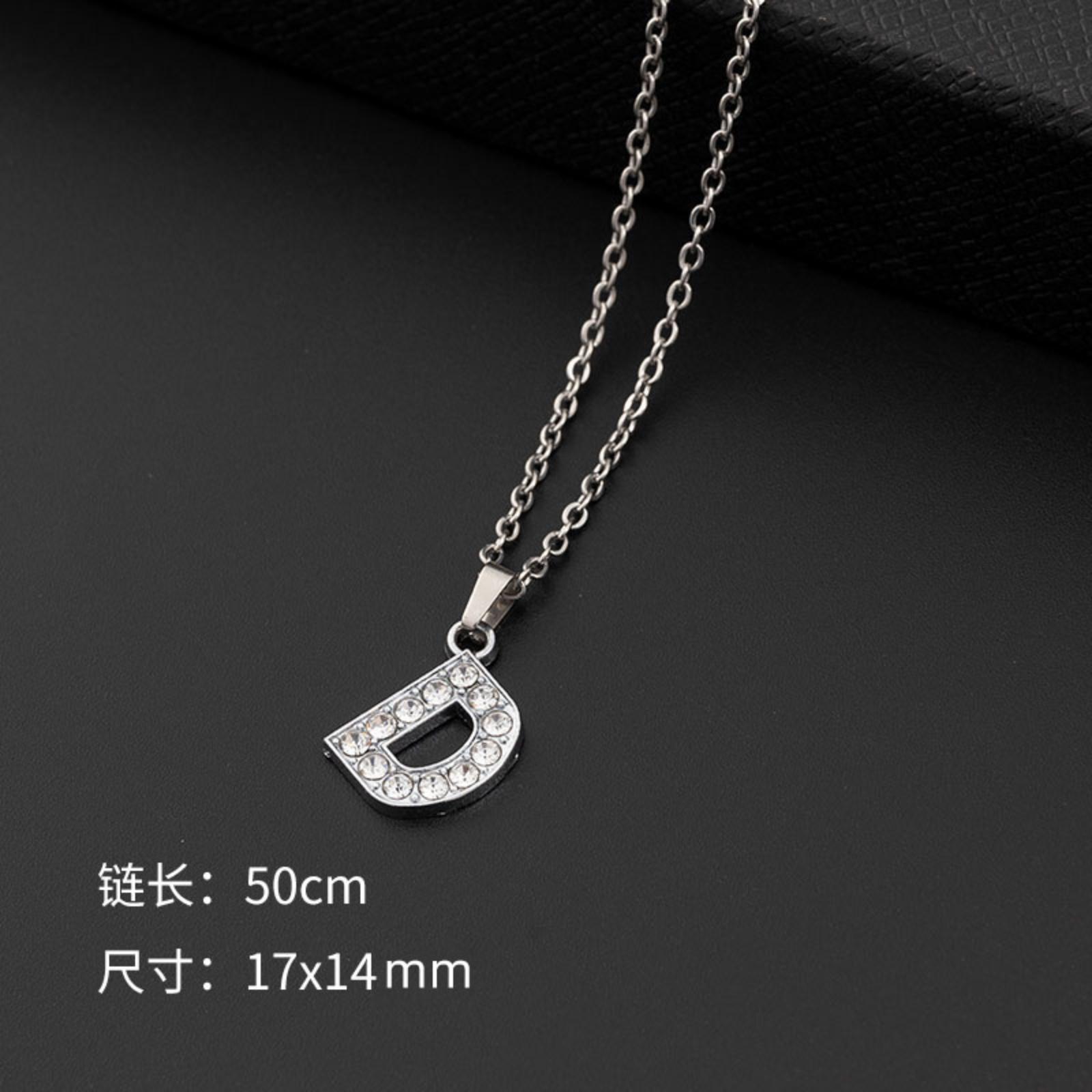 

European And American- Jewelry Necklace With Diamond-studded English Letter Pendant Women s Stainless Steel Letter Necklace Jewelry Accessory One Size білий