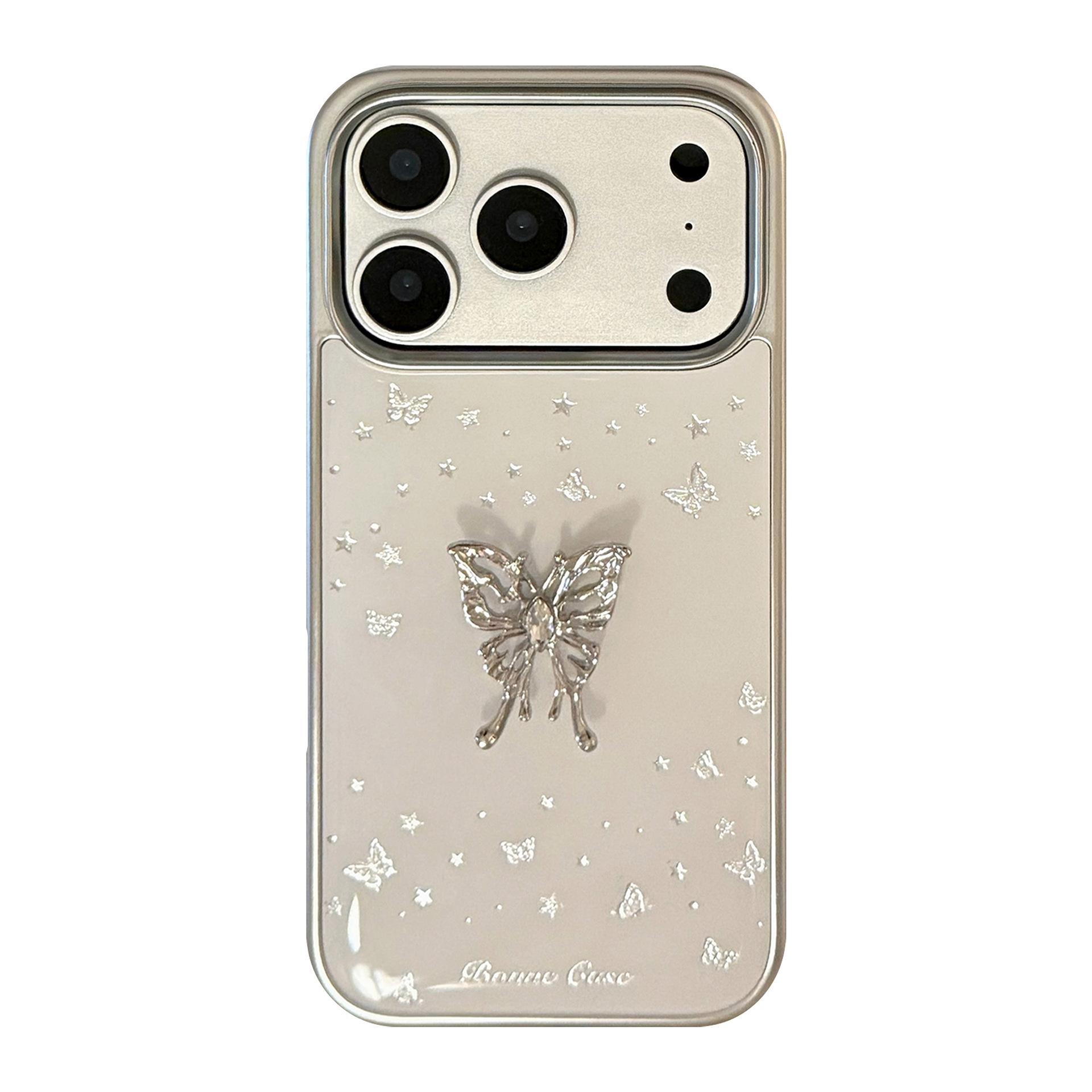 

Artistic Silver 3D Butterfly Phone Case for iPhone 16, iPhone 17, and iPhone 17 Pro Max iPhone 11