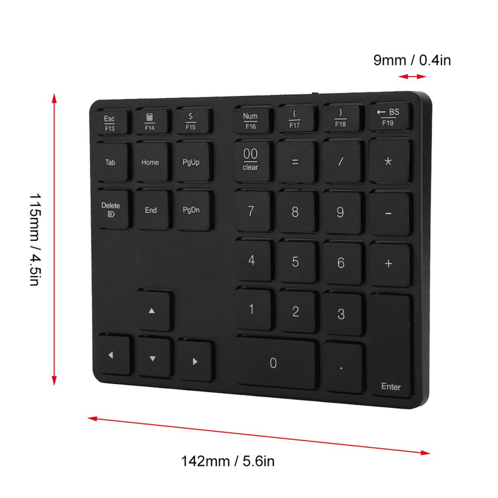308 35 Keys Numeric Keypad Rechargeable Wireless Thin Keyboard Compatible with 5.0(Black )