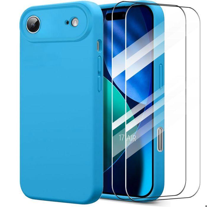 Coque de Protection - BOOLING - pour iPhone Air - Silicone Liquide Slim Antichoc Bleu - 2 Vitres