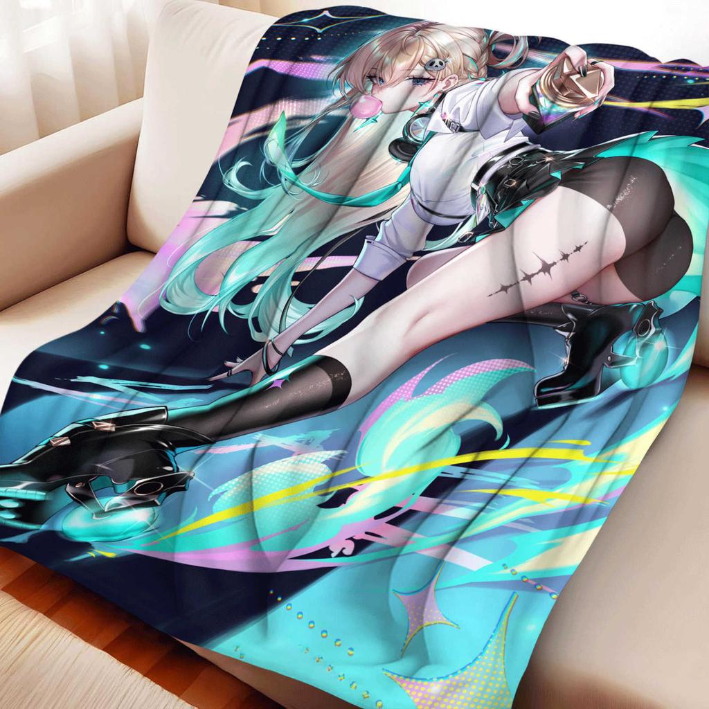 Cartoon Warm Soft Flannel Blanket Cover Anime Wuthering Waves Lynae Blanket Multifunctional Decor Home Universal Blanket