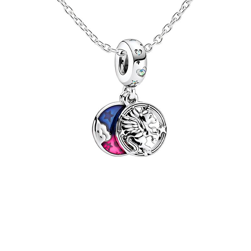 Pandora Dream Pegasus Set 925 Silver Enamel Synthetic Cubic Zirconia Necklace Same Style for Men and Women Couples ZT24101510A
