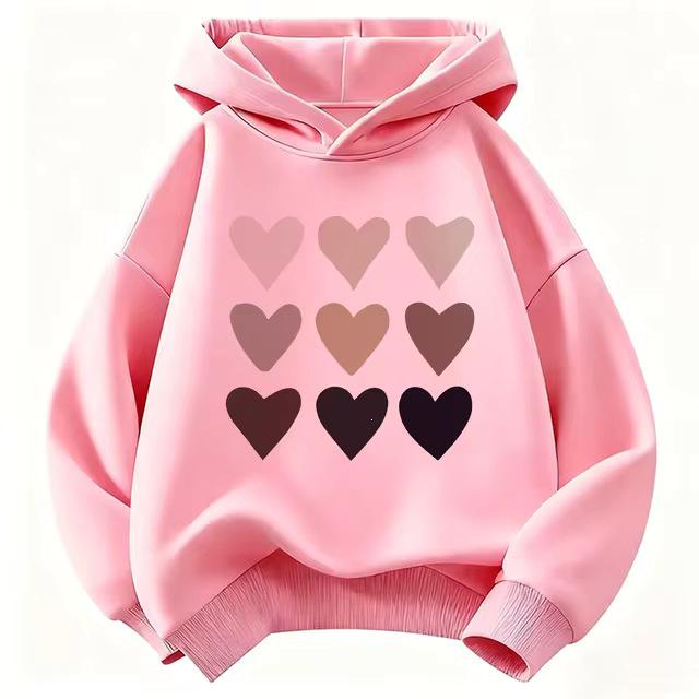 Kinder Niedlicher Herz-Harajuku-Hoodie - Jungen & Mädchen Herbst/Winter Lässiger Pullover