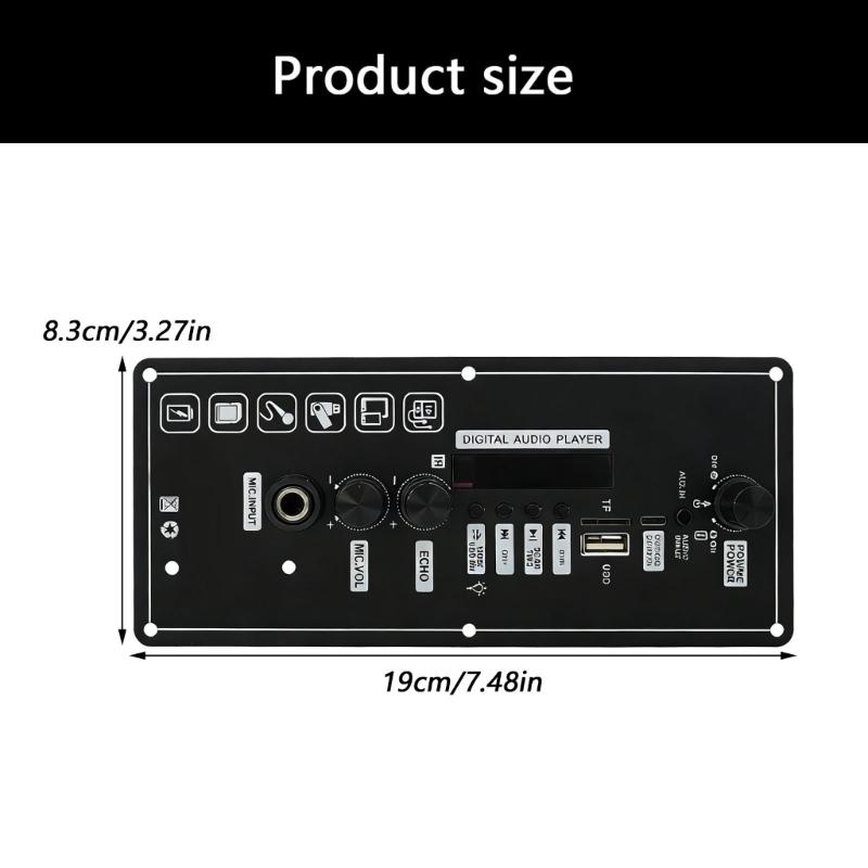 15W LCD Display Bluetooth-compatible Sound Amplifier Board Rechargeable Battery Support USB Charging USB Inputs for Car Home