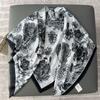 New Four-sided Loose Beard Large Square Scarf Black and White Camellia Warm Shawl with Printed Silk Scarf Women