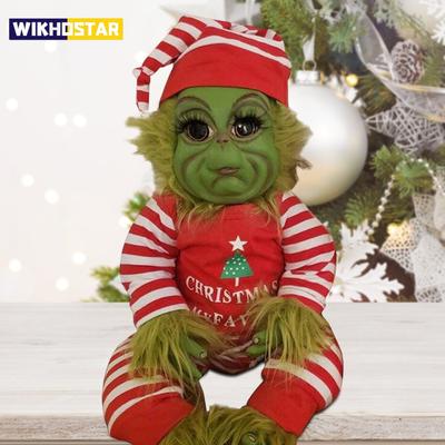 Muñeco de Peluche de Navidad Muñeco de Monstruo Verde Grinch de Navidad Juguetes para Bebés Suaves Decoraciones Navideñas Juguete de Peluche Muñeco para Niños Decoración Navideña