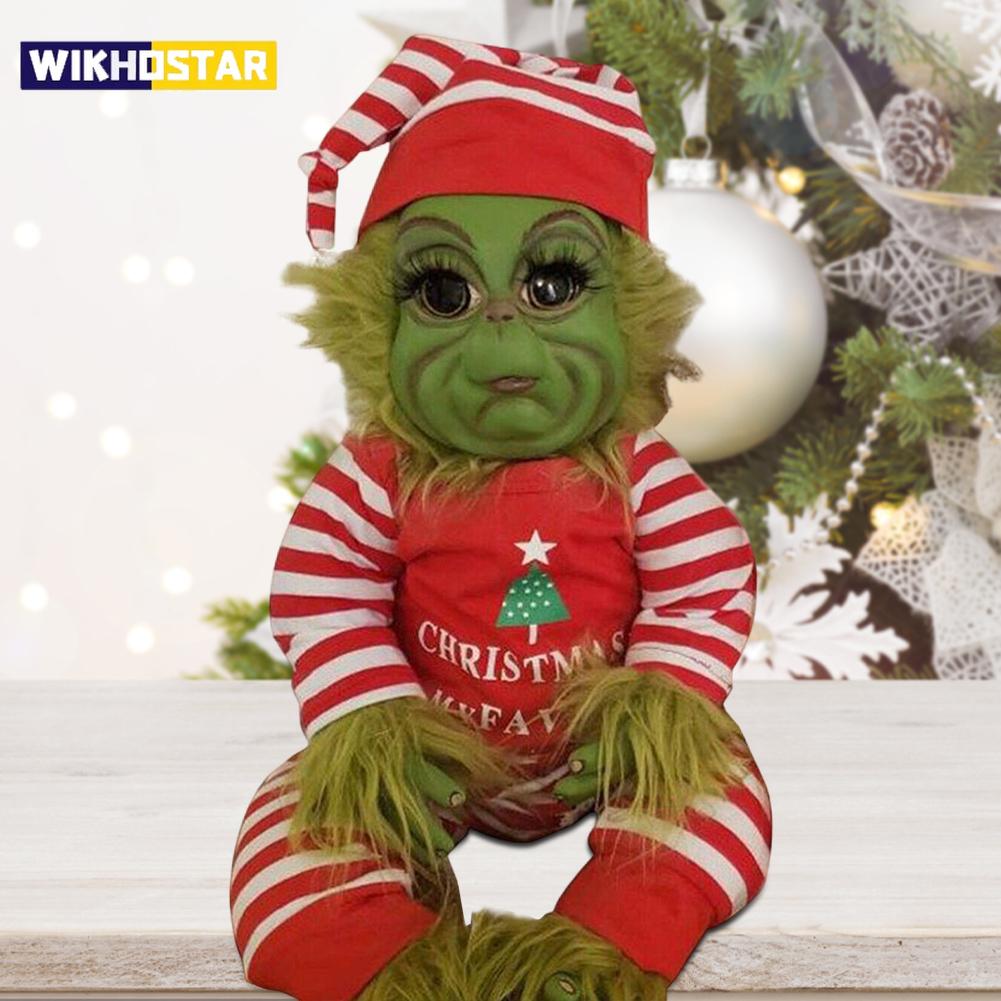 Christmas Plush Doll Green Monster Doll Christmas Grinch Baby Toys Soft Christmas Decorations Plush Toy Children Doll Xmas Decor