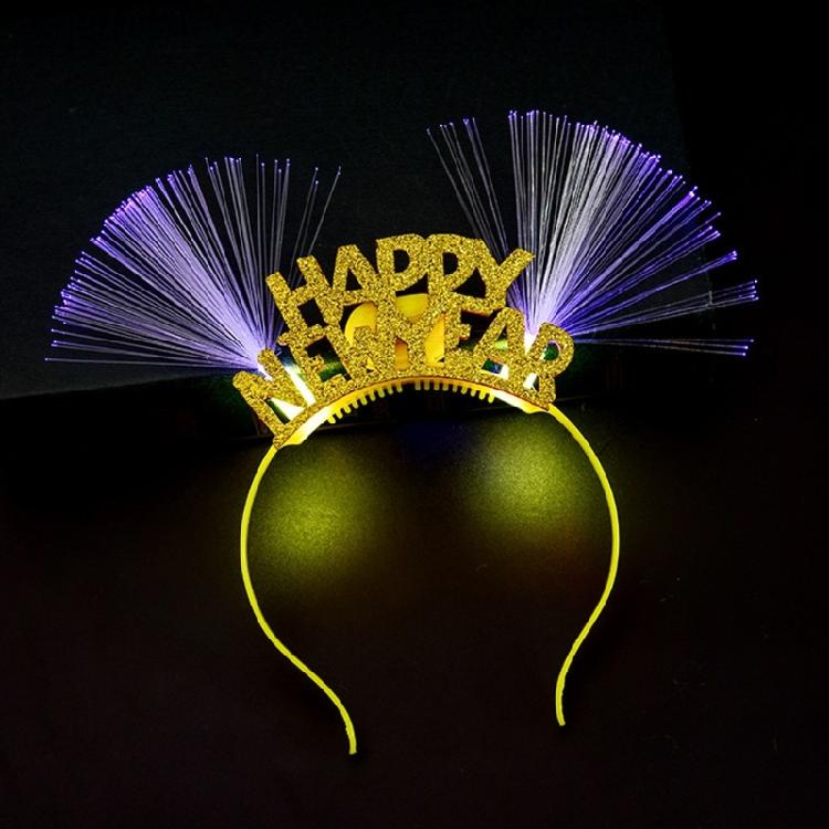 Pack Of 10 Light Up New Year Headbands Photographic Headwear LED Glow Hair Bands Festival Hair Accessory for Kids