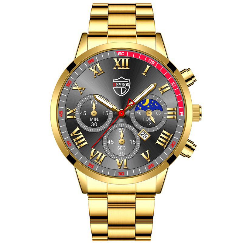 Classic Stainless Steel Watch Men's Calendar Quartz Watch Men's Personality Watch Casual Student Watch Business Watch