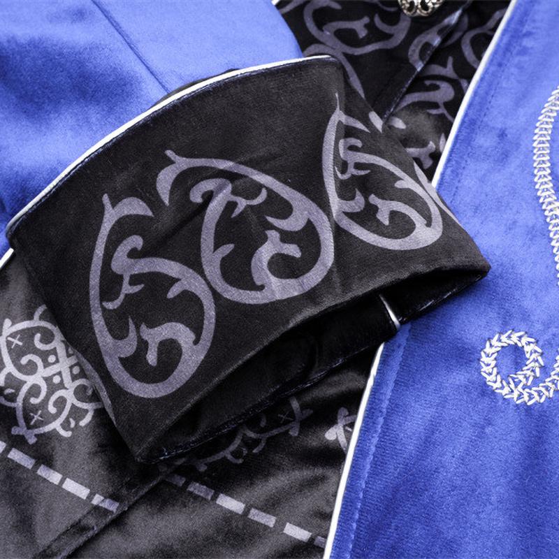 Halloween Men Gothic Victorian Jacket Vintage Velvet Medieval Frock Coat Renaissance Costume